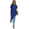imageLYANER Womens Casual Mock Neck Short Sleeve Irregular Hem Loose Blouse Long Shirt TopRoyal Blue