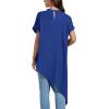 imageLYANER Womens Casual Mock Neck Short Sleeve Irregular Hem Loose Blouse Long Shirt TopRoyal Blue