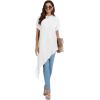 imageLYANER Womens Casual Mock Neck Short Sleeve Irregular Hem Loose Blouse Long Shirt TopWhite