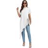 imageLYANER Womens Casual Mock Neck Short Sleeve Irregular Hem Loose Blouse Long Shirt TopWhite