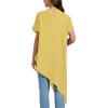 imageLYANER Womens Casual Mock Neck Short Sleeve Irregular Hem Loose Blouse Long Shirt TopYellow
