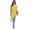 imageLYANER Womens Casual Mock Neck Short Sleeve Irregular Hem Loose Blouse Long Shirt TopYellow