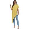 imageLYANER Womens Casual Mock Neck Short Sleeve Irregular Hem Loose Blouse Long Shirt TopYellow