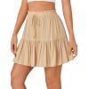 imageLYANER Womens Elastic Waist Knot Pleated Layered Ruffle Hem Flowy A Line Short SkirtChampagne