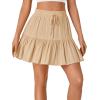 imageLYANER Womens Elastic Waist Knot Pleated Layered Ruffle Hem Flowy A Line Short SkirtChampagne