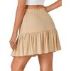 imageLYANER Womens Elastic Waist Knot Pleated Layered Ruffle Hem Flowy A Line Short SkirtChampagne