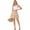 imageLYANER Womens Elastic Waist Knot Pleated Layered Ruffle Hem Flowy A Line Short SkirtChampagne