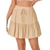 imageLYANER Womens Elastic Waist Knot Pleated Layered Ruffle Hem Flowy A Line Short SkirtChampagne