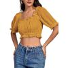 imageLYANER Womens Off Shoulder Ruffle Trim Ruched Short Sleeve Blouse Crop TopGinger