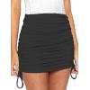 imageLYANER Womens Ribbed Side Drawstring Ruched Stretchy Mini Pencil Bodycon Short SkirtBlack