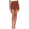 imageLYANER Womens Ribbed Side Drawstring Ruched Stretchy Mini Pencil Bodycon Short SkirtBrown