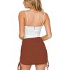 imageLYANER Womens Ribbed Side Drawstring Ruched Stretchy Mini Pencil Bodycon Short SkirtBrown