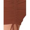 imageLYANER Womens Ribbed Side Drawstring Ruched Stretchy Mini Pencil Bodycon Short SkirtBrown
