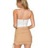 imageLYANER Womens Ribbed Side Drawstring Ruched Stretchy Mini Pencil Bodycon Short SkirtCamel