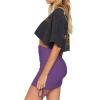 imageLYANER Womens Ribbed Side Drawstring Ruched Stretchy Mini Pencil Bodycon Short SkirtDark Purple