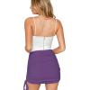 imageLYANER Womens Ribbed Side Drawstring Ruched Stretchy Mini Pencil Bodycon Short SkirtDark Purple