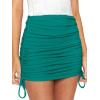 imageLYANER Womens Ribbed Side Drawstring Ruched Stretchy Mini Pencil Bodycon Short SkirtDark Teal