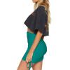 imageLYANER Womens Ribbed Side Drawstring Ruched Stretchy Mini Pencil Bodycon Short SkirtDark Teal