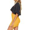 imageLYANER Womens Ribbed Side Drawstring Ruched Stretchy Mini Pencil Bodycon Short SkirtGinger