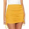 imageLYANER Womens Ribbed Side Drawstring Ruched Stretchy Mini Pencil Bodycon Short SkirtGinger