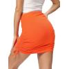 imageLYANER Womens Ribbed Side Drawstring Ruched Stretchy Mini Pencil Bodycon Short SkirtOrange