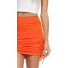imageLYANER Womens Ribbed Side Drawstring Ruched Stretchy Mini Pencil Bodycon Short SkirtOrange