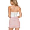 imageLYANER Womens Ribbed Side Drawstring Ruched Stretchy Mini Pencil Bodycon Short SkirtPink
