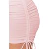 imageLYANER Womens Ribbed Side Drawstring Ruched Stretchy Mini Pencil Bodycon Short SkirtPink