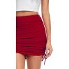imageLYANER Womens Ribbed Side Drawstring Ruched Stretchy Mini Pencil Bodycon Short SkirtRed