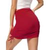 imageLYANER Womens Ribbed Side Drawstring Ruched Stretchy Mini Pencil Bodycon Short SkirtRed