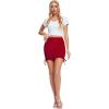 imageLYANER Womens Ribbed Side Drawstring Ruched Stretchy Mini Pencil Bodycon Short SkirtRed