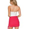 imageLYANER Womens Ribbed Side Drawstring Ruched Stretchy Mini Pencil Bodycon Short SkirtRose Red