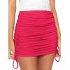 imageLYANER Womens Ribbed Side Drawstring Ruched Stretchy Mini Pencil Bodycon Short SkirtRose Red