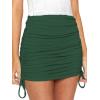 imageLYANER Womens Ribbed Side Drawstring Ruched Stretchy Mini Pencil Bodycon Short SkirtSolid Dark Green