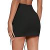imageLYANER Womens Casual Drawstring Ruched Split Hem Ribbed Mini Short SkirtBlack