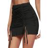 imageLYANER Womens Casual Drawstring Ruched Split Hem Ribbed Mini Short SkirtBlack