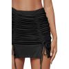 imageLYANER Womens Casual Drawstring Ruched Split Hem Ribbed Mini Short SkirtBlack
