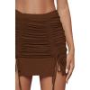 imageLYANER Womens Casual Drawstring Ruched Split Hem Ribbed Mini Short SkirtBrown
