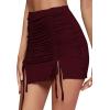 imageLYANER Womens Casual Drawstring Ruched Split Hem Ribbed Mini Short SkirtBurgundy