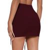 imageLYANER Womens Casual Drawstring Ruched Split Hem Ribbed Mini Short SkirtBurgundy