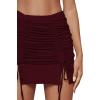 imageLYANER Womens Casual Drawstring Ruched Split Hem Ribbed Mini Short SkirtBurgundy