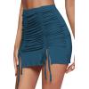 imageLYANER Womens Casual Drawstring Ruched Split Hem Ribbed Mini Short SkirtDark Blue