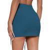 imageLYANER Womens Casual Drawstring Ruched Split Hem Ribbed Mini Short SkirtDark Blue