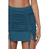 imageLYANER Womens Casual Drawstring Ruched Split Hem Ribbed Mini Short SkirtDark Blue