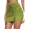 imageLYANER Womens Casual Drawstring Ruched Split Hem Ribbed Mini Short SkirtKiwi