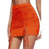imageLYANER Womens Casual Drawstring Ruched Split Hem Ribbed Mini Short SkirtOrange