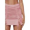 imageLYANER Womens Casual Drawstring Ruched Split Hem Ribbed Mini Short SkirtPink
