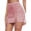 imageLYANER Womens Casual Drawstring Ruched Split Hem Ribbed Mini Short SkirtPink