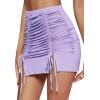 imageLYANER Womens Casual Drawstring Ruched Split Hem Ribbed Mini Short SkirtPurple