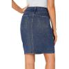 imageLYANER Womens Casual Stretch High Waist Bodycon Denim Jean Midi Skirt with PocketsBlue